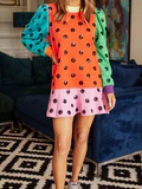 Queen of Sparkles - Sequin Polka Dot Colorblock Dress